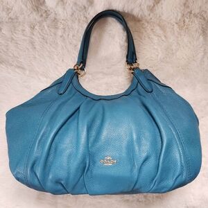 2017 Coach Lily Shoulder Bag – Refined Teal Pebbled Leather 2017